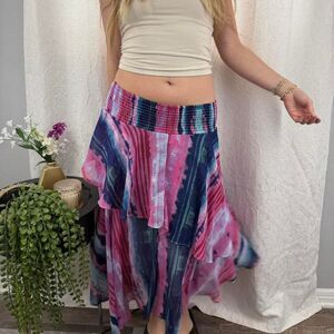 Inc-international-concepts Women's Boho Watercolor Tiered Asymmetrical Skirt